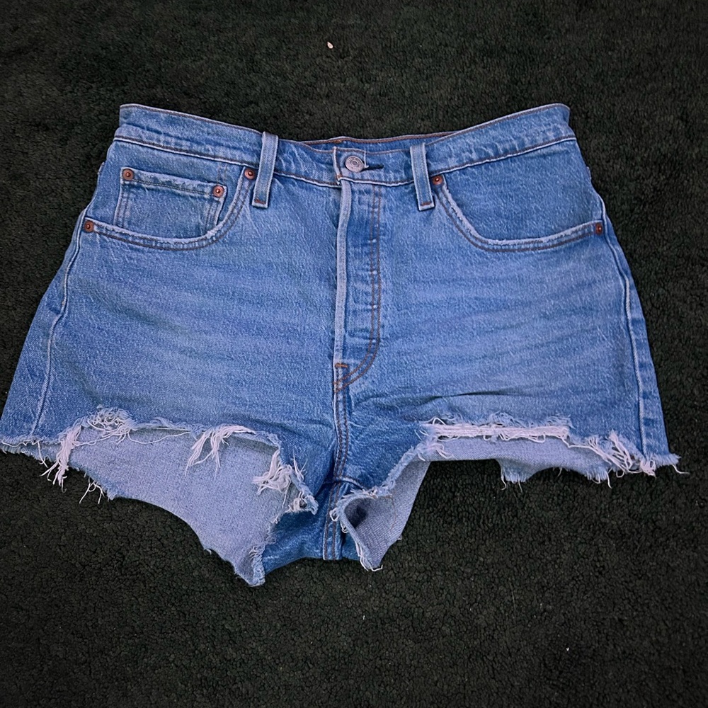 Levi's Blue Jean Shorts Distressed High-Waisted